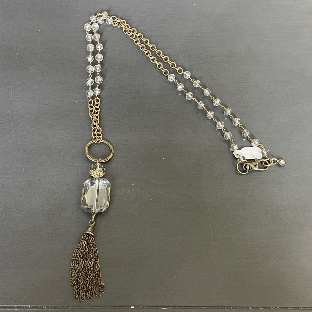 Circle Crystal Necklace with Tassel